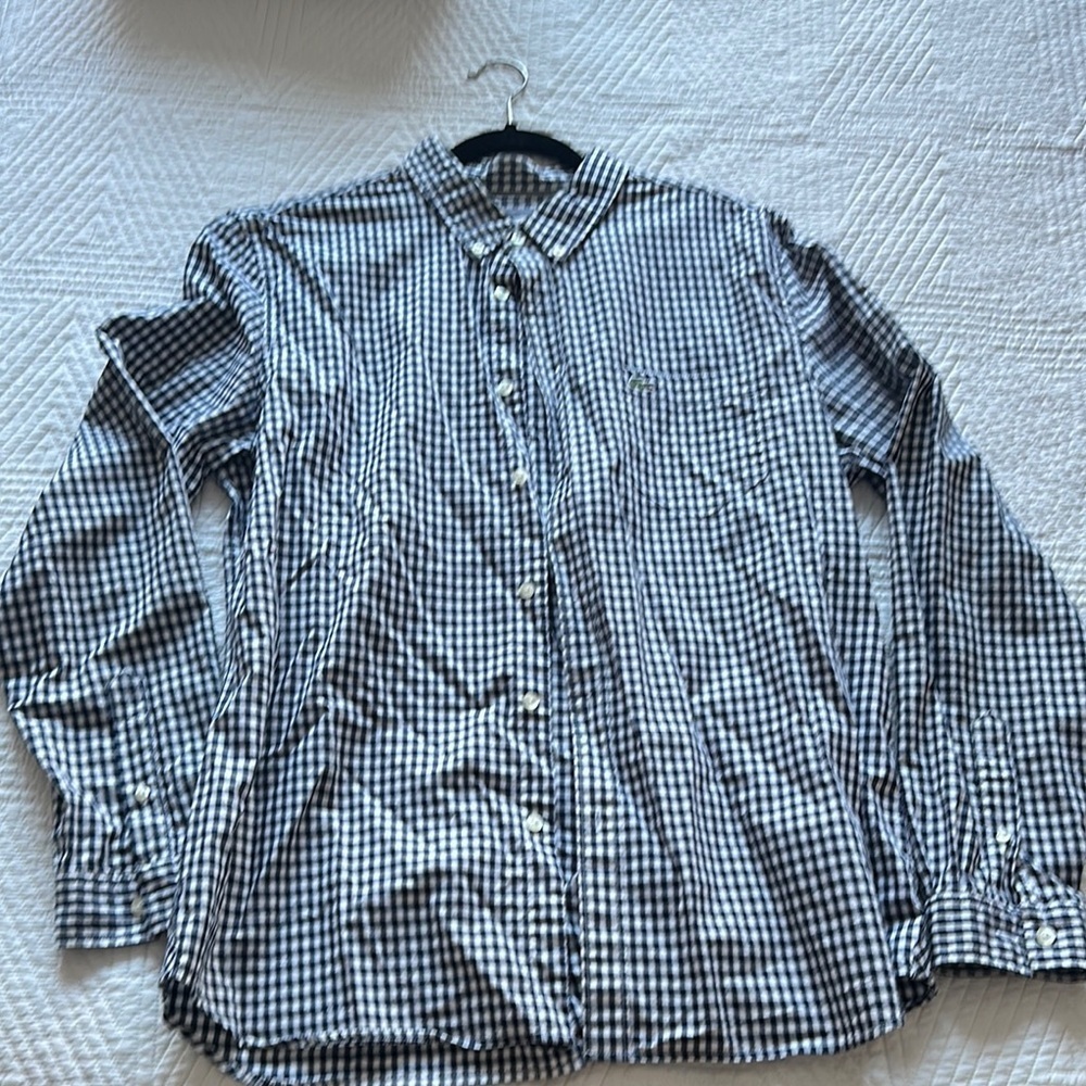 Lacoste Black and White Casual Button Down Shirt